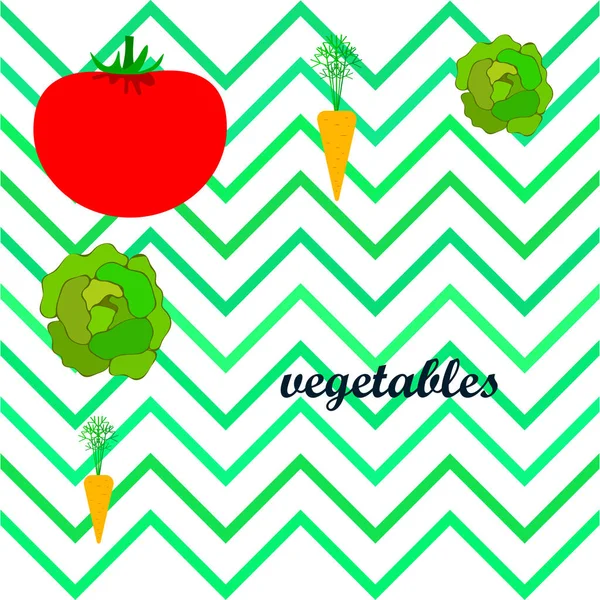 Illustration Simple Différents Légumes Avec Lettrage Vecteur — Image vectorielle