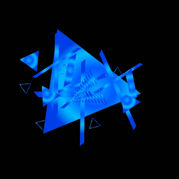 Γεωμετρικό Μοτίβο Μπλε Τρίγωνα Μαύρο Φόντο — Διανυσματικό Αρχείο