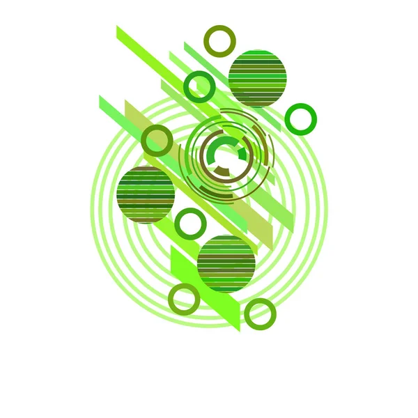 Modèle Abstrait Avec Des Cercles Verts Sur Fond Blanc Illustration — Image vectorielle