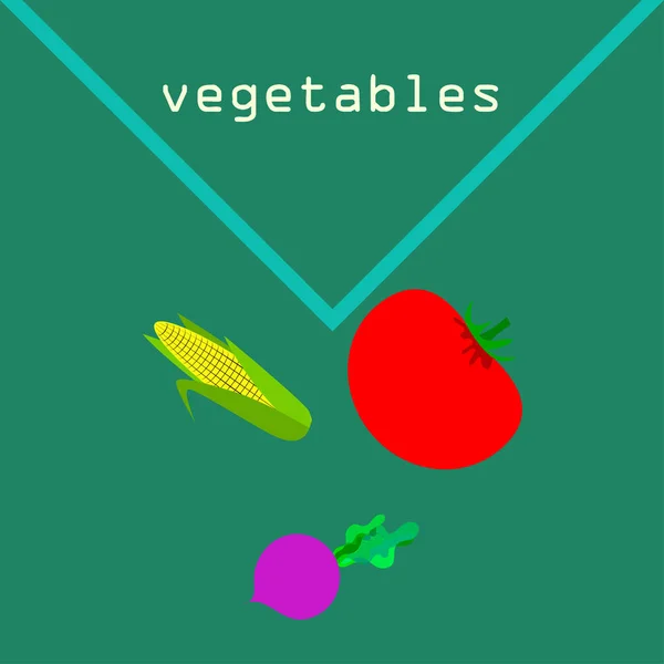 简单的蔬菜插图与字母 — 图库矢量图片