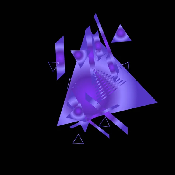 Modèle Géométrique Avec Des Triangles Violets Sur Fond Noir — Image vectorielle