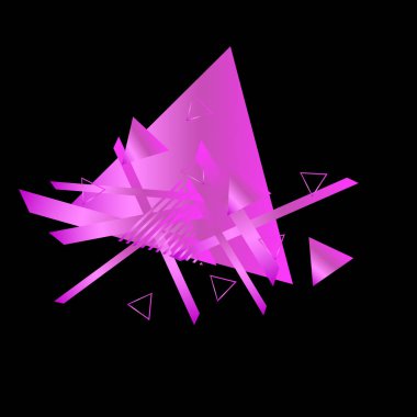 Siyah arka plan üzerinde pembe üçgenler ile geometrik desen