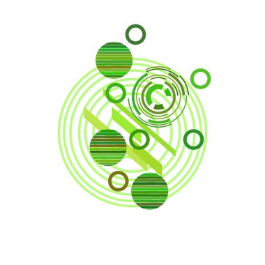 Beyaz arka plan üzerinde yeşil daireler ile soyut desen, vektör illüstrasyon