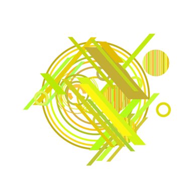 Yeşil ve sarı renklerde geometrik desen, vektör çizimi