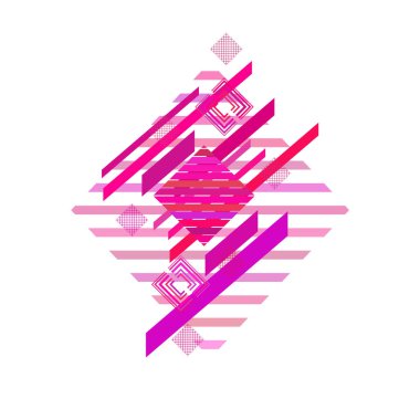 Pembe eşkenar dörtgenli geometrik desen, vektör illüstrasyonu