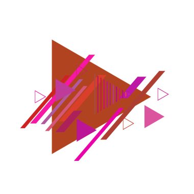 Beyaz arka plan üzerinde pembe ve kırmızı üçgenler ile soyut desen