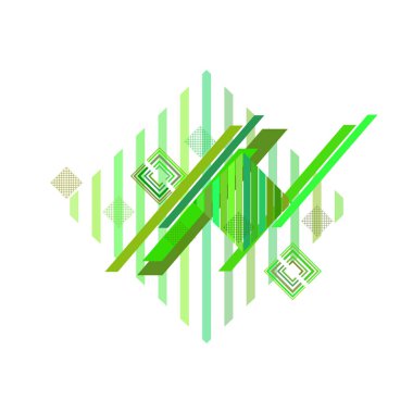 Beyaz arka plan üzerinde yeşil eşkenar dörtgen ile soyut desen