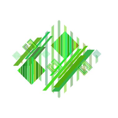 Beyaz arka plan üzerinde yeşil eşkenar dörtgen ile soyut desen