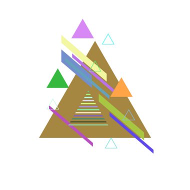 Beyaz arka plan üzerinde soyut renkli üçgenler