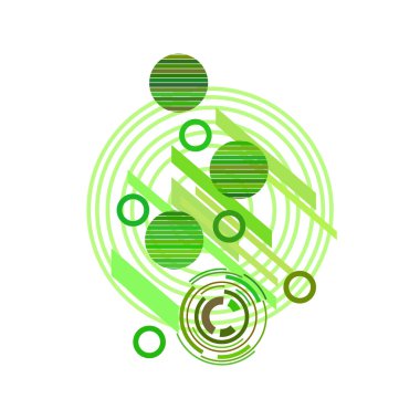 Beyaz arka plan üzerinde yeşil daireler ile soyut desen, vektör illüstrasyon