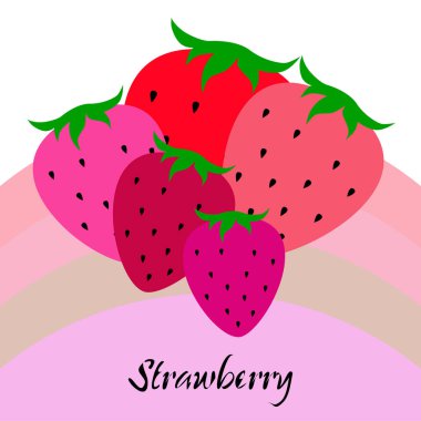 Yazı ile çilek İllüstrasyon, vektör 