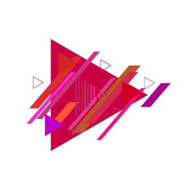Beyaz arka plan üzerinde pembe ve kırmızı üçgenler ile soyut desen