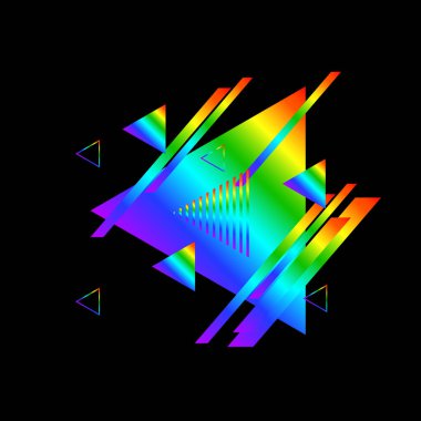Siyah arka plan üzerinde renkli üçgenler ile geometrik desen