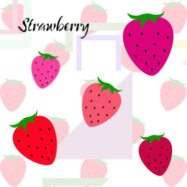 Yazı ile çilek İllüstrasyon, vektör 