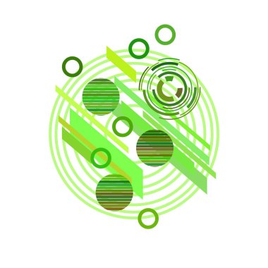 Beyaz arka plan üzerinde yeşil daireler ile soyut desen, vektör illüstrasyon