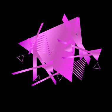 Siyah arka plan üzerinde pembe üçgenler ile geometrik desen