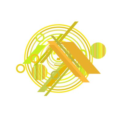 Yeşil ve sarı renklerde geometrik desen, vektör çizimi