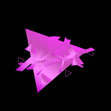 Siyah arka plan üzerinde pembe üçgenler ile geometrik desen