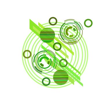 Beyaz arka plan üzerinde yeşil daireler ile soyut desen, vektör illüstrasyon