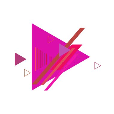 Beyaz arka plan üzerinde pembe ve kırmızı üçgenler ile soyut desen