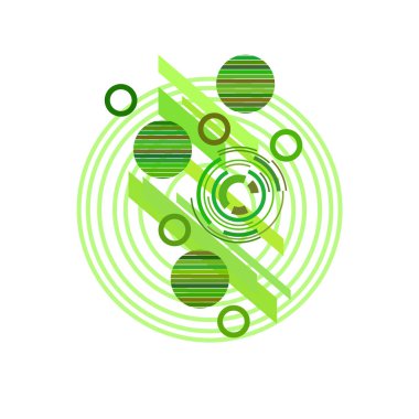 Beyaz arka plan üzerinde yeşil daireler ile soyut desen, vektör illüstrasyon