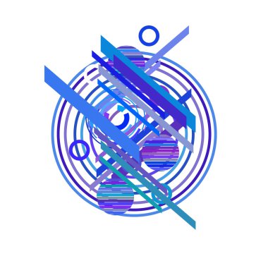 Beyaz arka planda mavi ve leylak renklerde soyut daireler