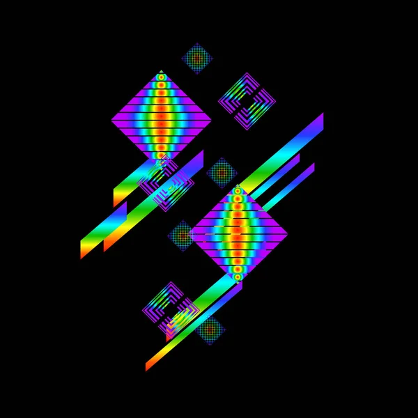 Abstraktes Geometrisches Muster Auf Schwarzem Hintergrund — Stockvektor