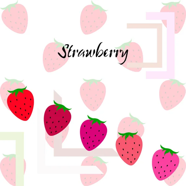 Ilustración Fresas Con Letras Vector — Vector de stock