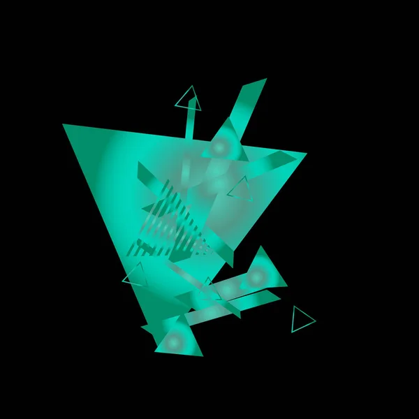 Modèle Abstrait Avec Des Triangles Verts Sur Fond Noir — Image vectorielle