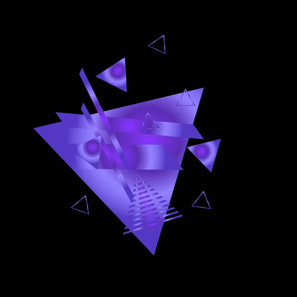 黒い背景に紫色の三角形を持つ幾何学的パターン — ストックベクタ