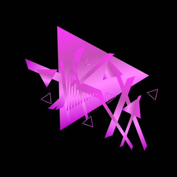 Padrão Geométrico Com Triângulos Rosa Sobre Fundo Preto — Vetor de Stock