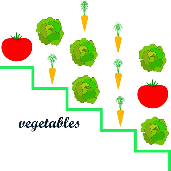 Ilustração Simples Diferentes Vegetais Com Letras Vetor — Vetor de Stock