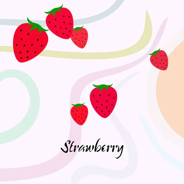 Illustration Fraises Avec Lettrage Vecteur — Image vectorielle