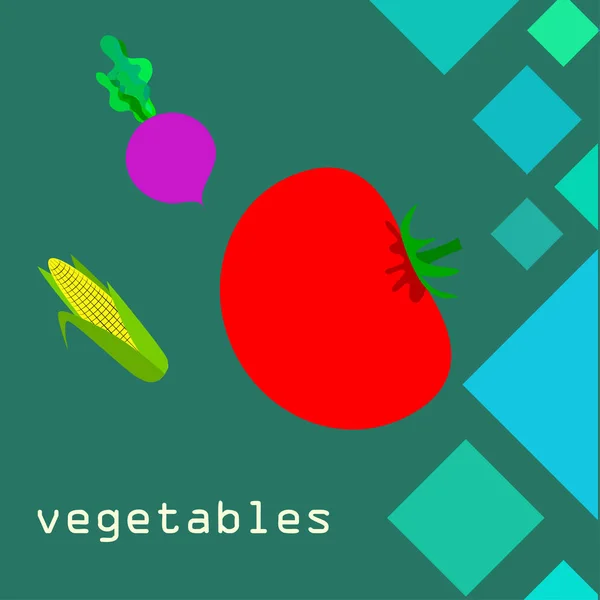 Ilustración Simple Verduras Con Letras Vector — Vector de stock