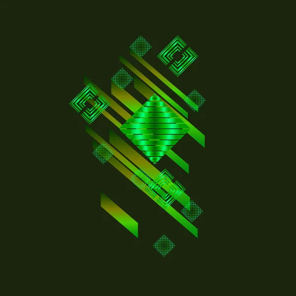 Losanges Verts Sur Fond Émeraude Vecteur — Image vectorielle