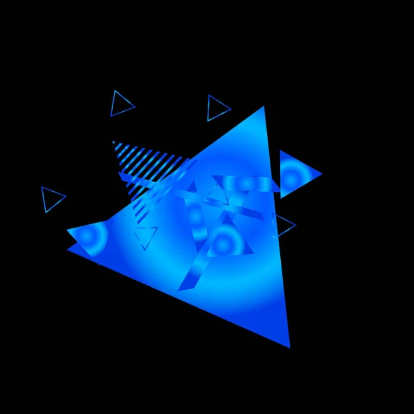 黑色背景上带有蓝色三角形的几何图案 — 图库矢量图片