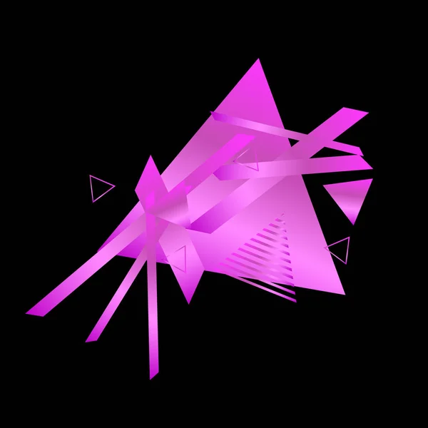 Geometrisch Patroon Met Roze Driehoeken Zwarte Achtergrond — Stockvector