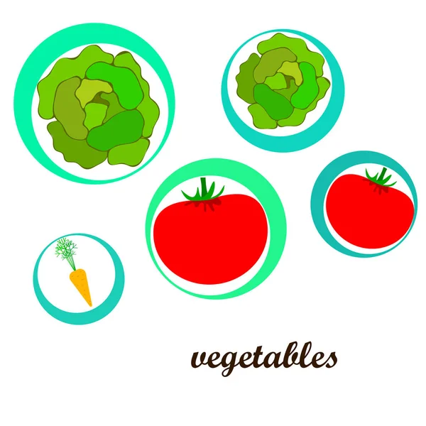 Ilustración Simple Verduras Colores Vector — Vector de stock