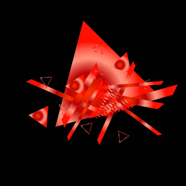 黑色背景上带有红色三角形的几何图案 — 图库矢量图片