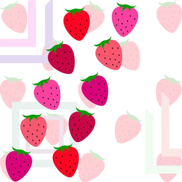 Eenvoudige Illustratie Van Kleurrijke Aardbeien Vector — Stockvector