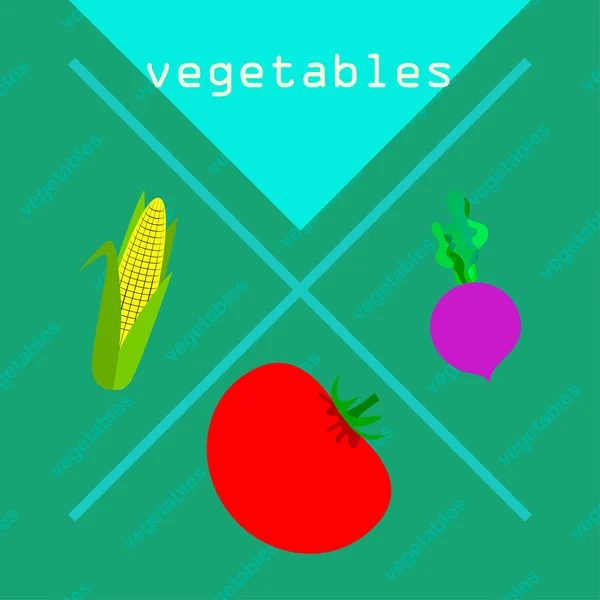 Ilustración Simple Verduras Con Letras Vector — Vector de stock