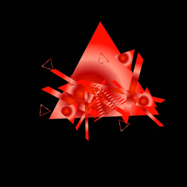 Padrão Geométrico Com Triângulos Vermelhos Sobre Fundo Preto —  Vetores de Stock