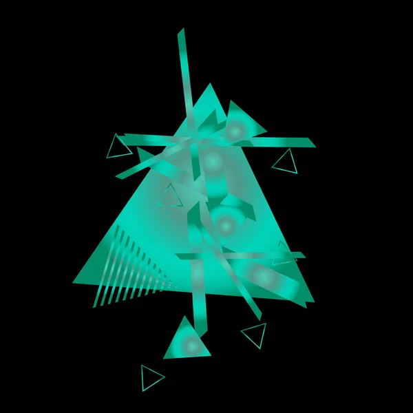 Modèle Abstrait Avec Des Triangles Verts Sur Fond Noir — Image vectorielle