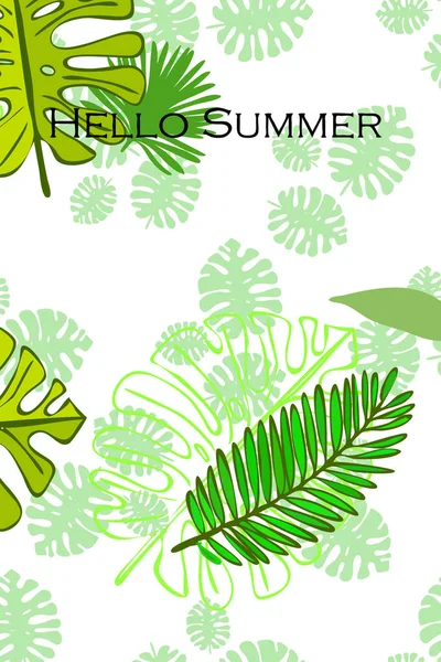 熱帯植物の葉 カラー夏葉 夏休み ベクトルの背景 — ストックベクタ