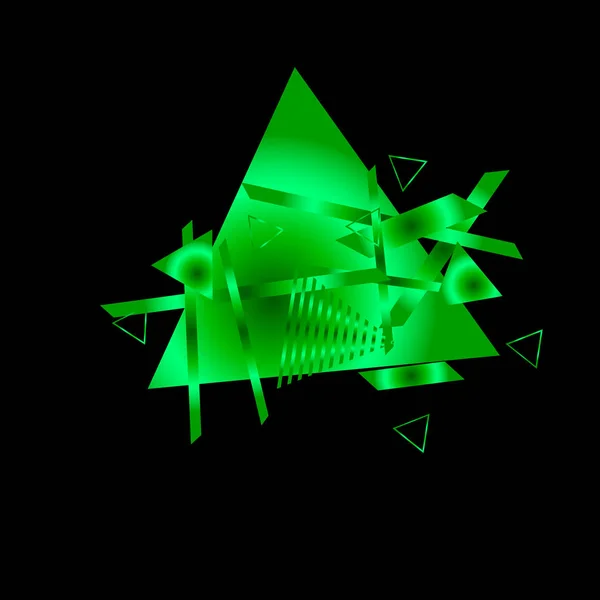 Ярко Зеленые Треугольники Черном Фоне — стоковый вектор