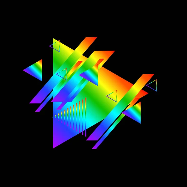 Patrón Geométrico Con Triángulos Colores Sobre Fondo Negro — Vector de stock