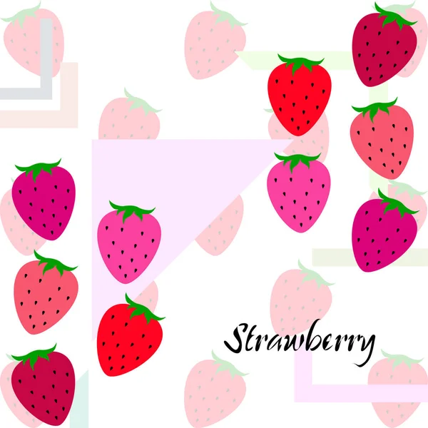 Illustration Fraises Avec Lettrage Vecteur — Image vectorielle