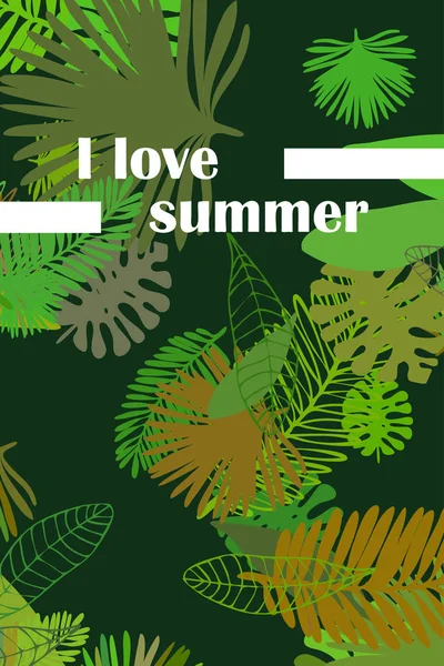 Blader Tropiske Planter Farge Sommerkort Sommerferie Vektorbakgrunn – stockvektor