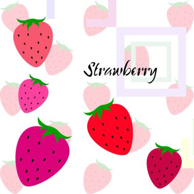 Yazı ile çilek İllüstrasyon, vektör 