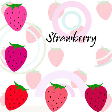 Yazı ile çilek İllüstrasyon, vektör 
